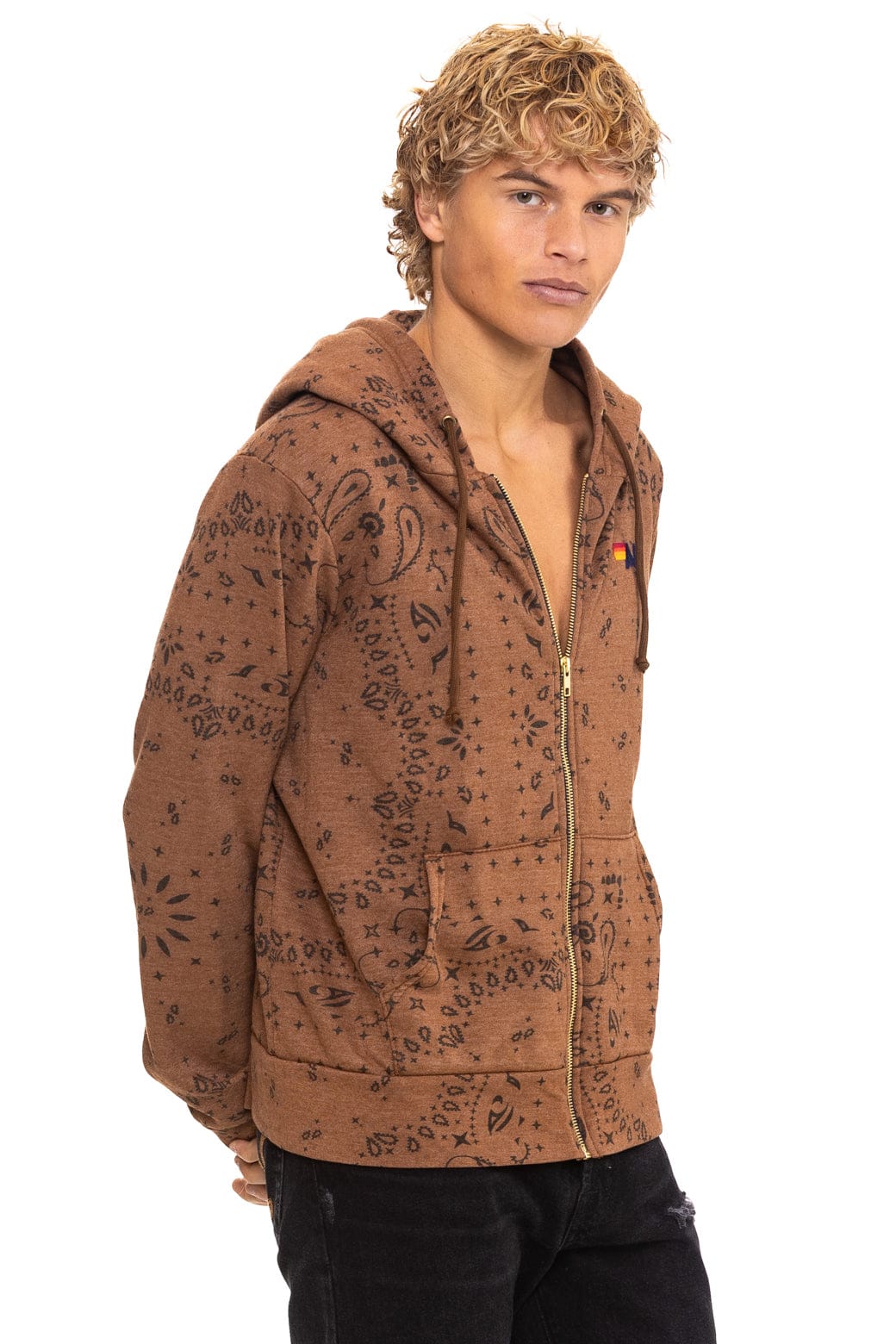 Retro BANDANA ZIP HOODIE - CINNAMON