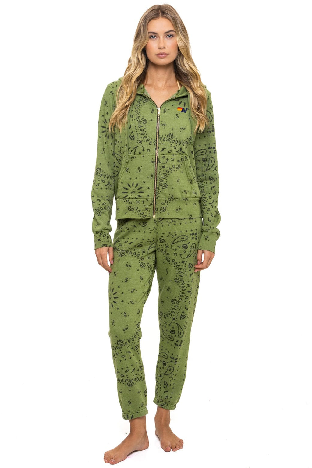 Retro BANDANA ZIP HOODIE - JUNGLE GREEN