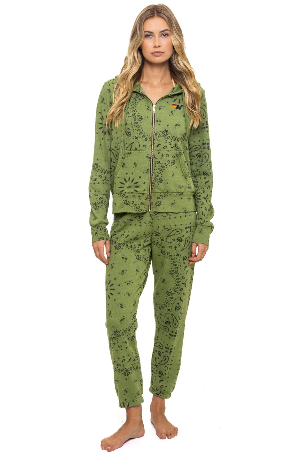 Retro BANDANA ZIP HOODIE - JUNGLE GREEN