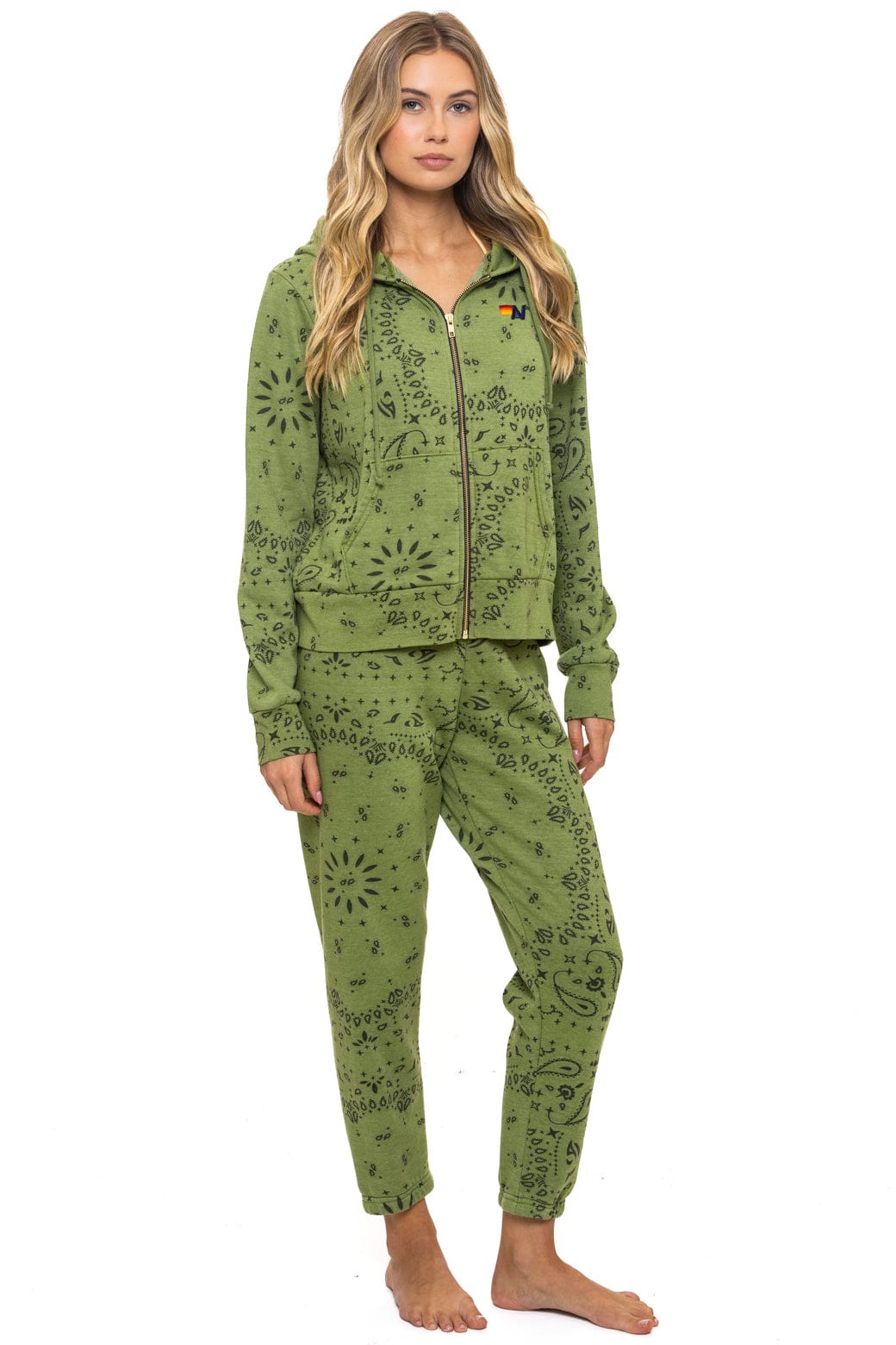 Retro BANDANA ZIP HOODIE - JUNGLE GREEN