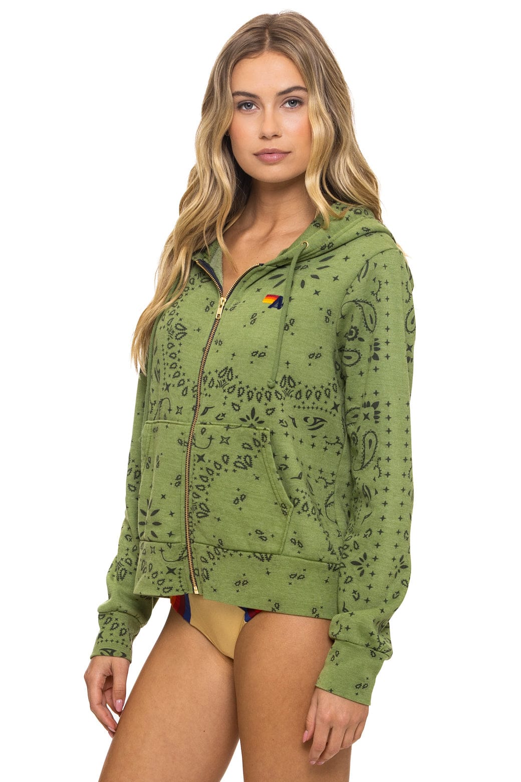 Retro BANDANA ZIP HOODIE - JUNGLE GREEN