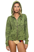 Retro BANDANA ZIP HOODIE - JUNGLE GREEN