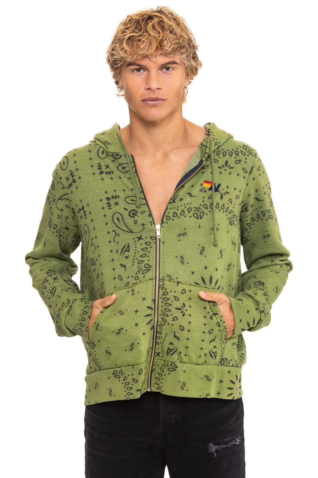 Retro BANDANA ZIP HOODIE - JUNGLE GREEN