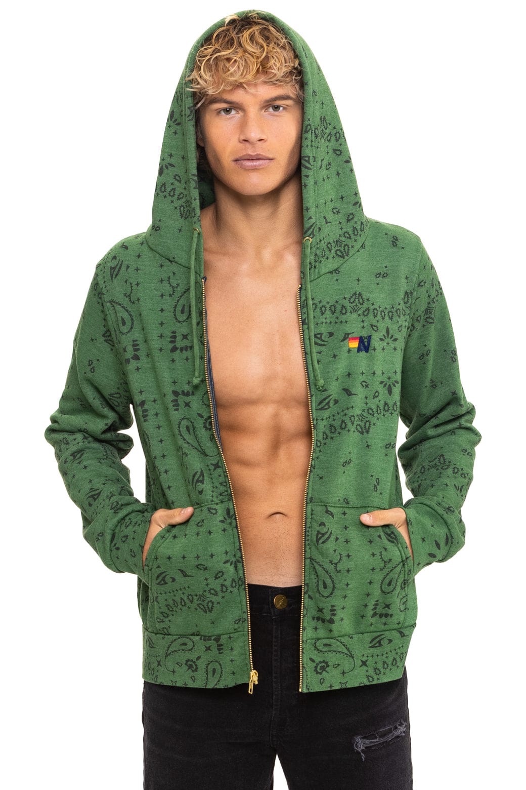 Retro BANDANA ZIP HOODIE - PALM