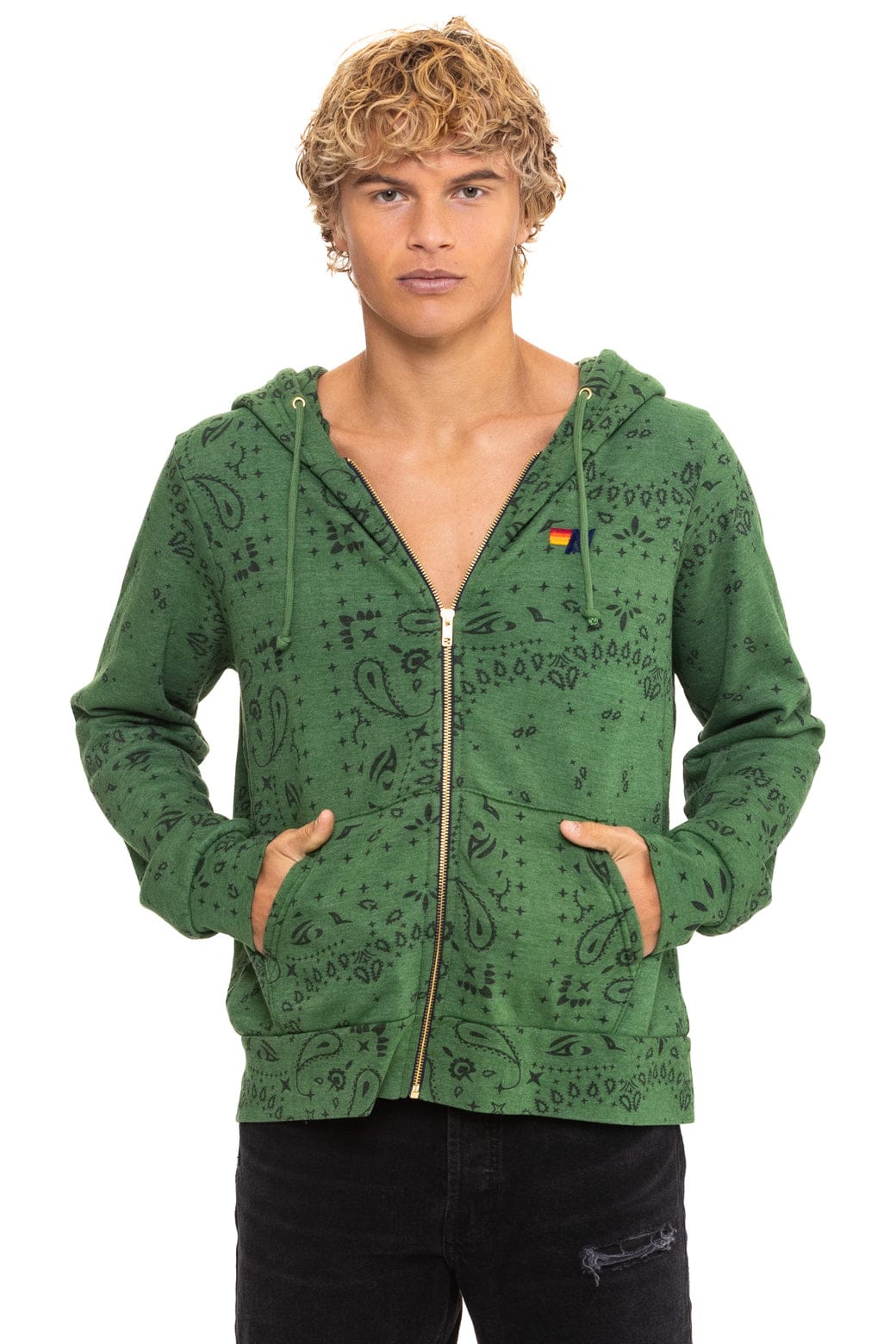 Retro BANDANA ZIP HOODIE - PALM