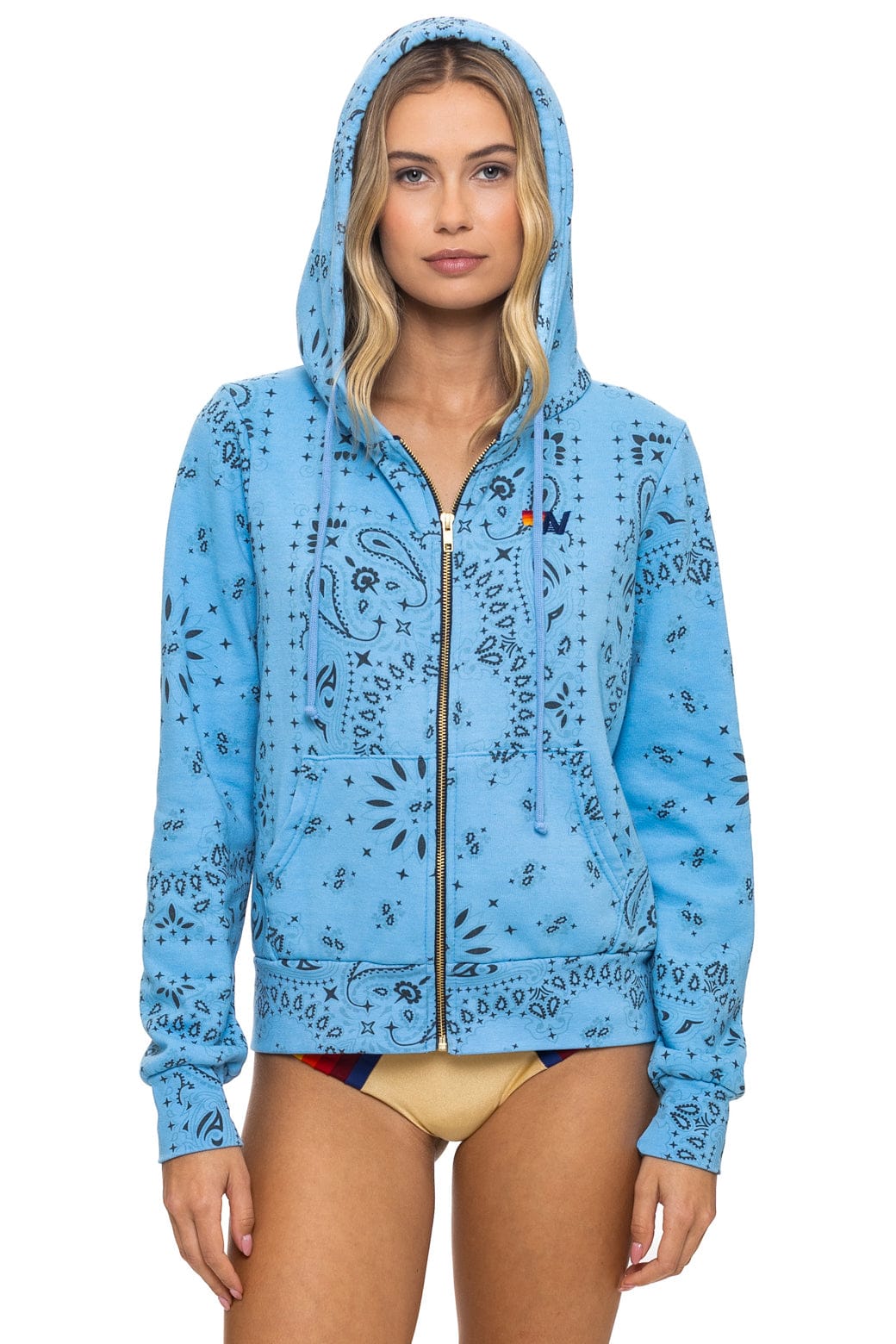 Retro BANDANA ZIP HOODIE - SKY