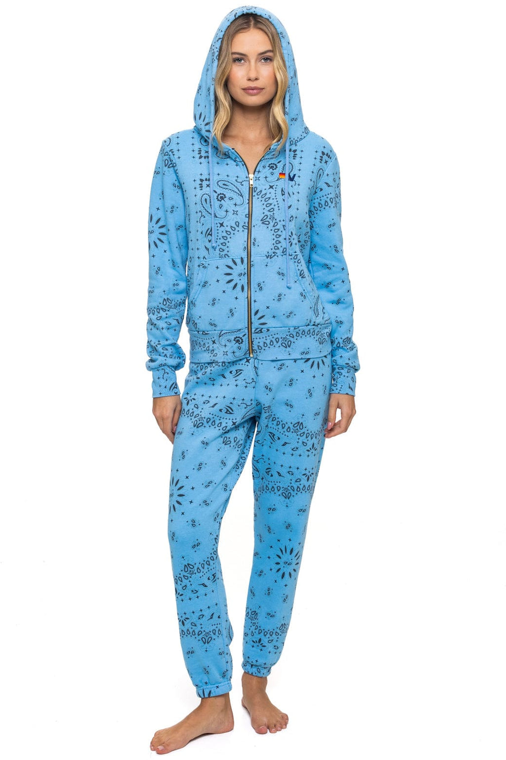 Retro BANDANA ZIP HOODIE - SKY
