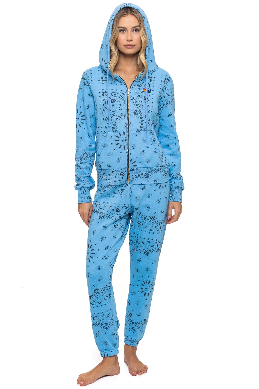 Retro BANDANA ZIP HOODIE - SKY