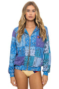 Retro BANDANA QUILTED RELAXED ZIP HOODIE - BLUE