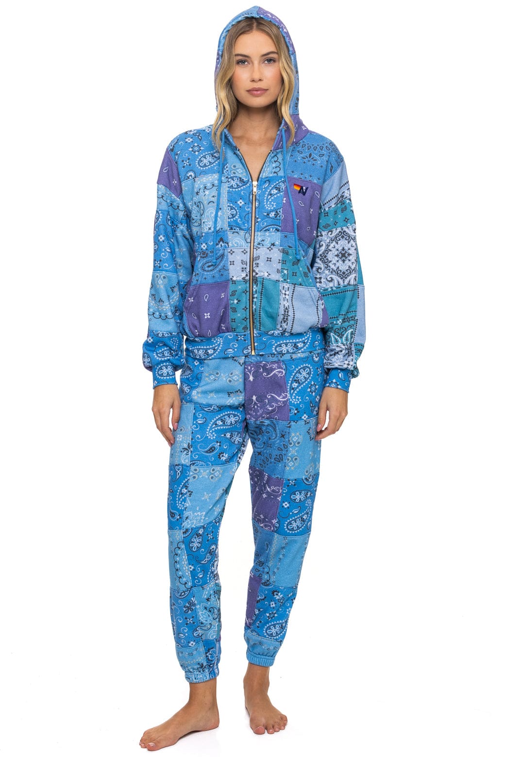 Retro BANDANA QUILTED SWEATPANTS - BLUE