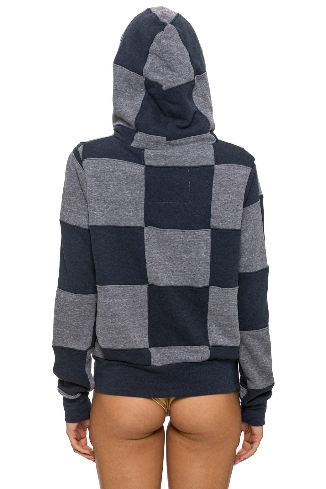 Retro CHECK QUILT ZIP HOODIE - HEATHER CHARCOAL