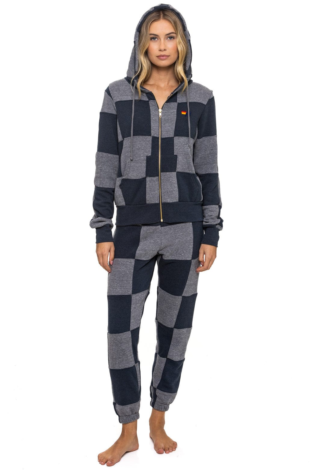 Retro CHECK QUILTED SWEATPANTS - HEATHER CHARCOAL