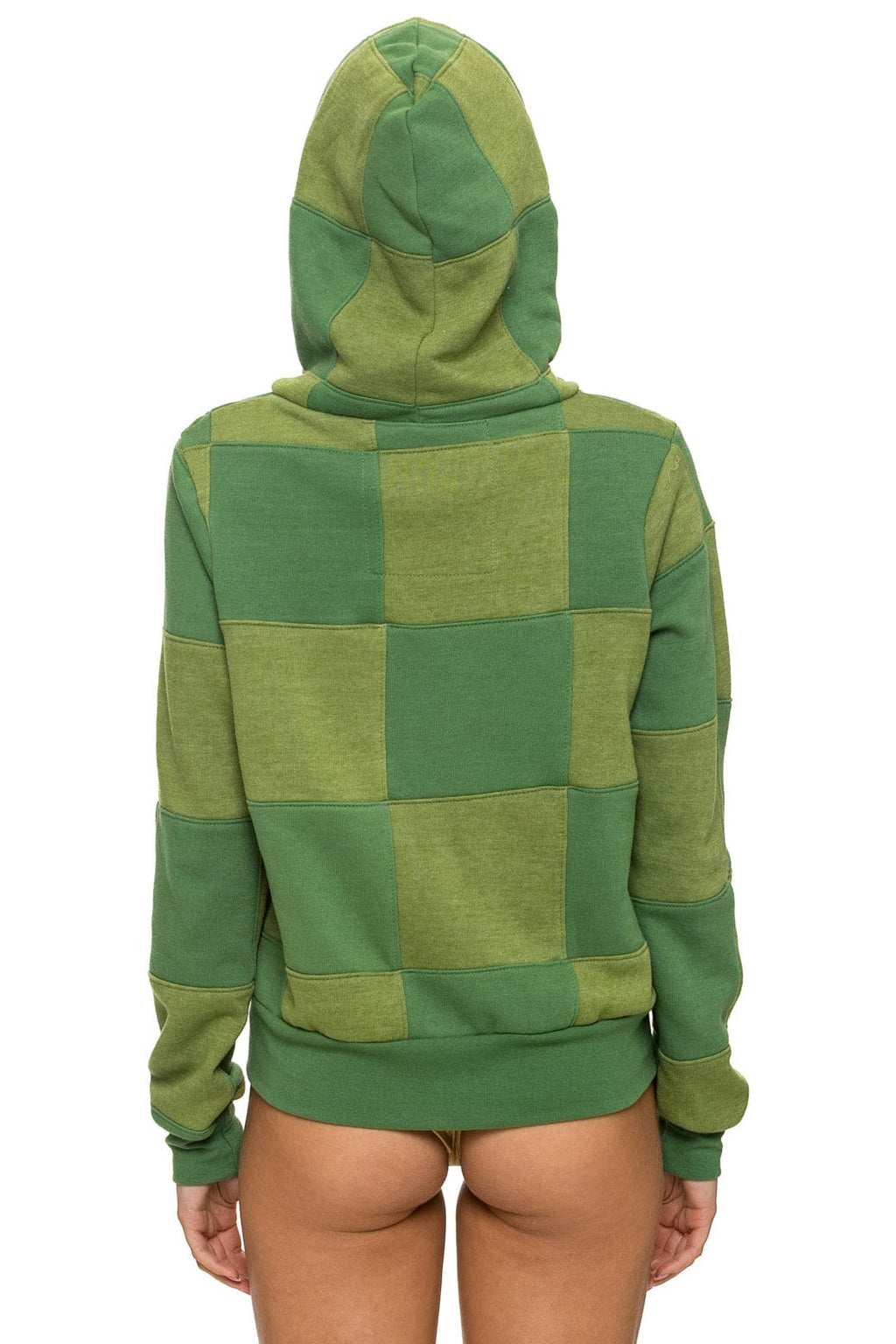 Retro CHECK QUILT ZIP HOODIE - JUNGLE GREEN PALM