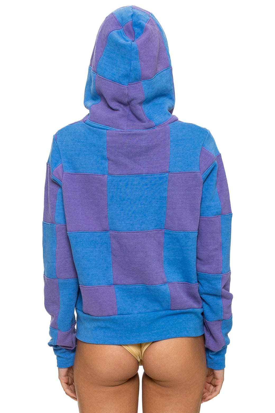 Retro CHECK QUILT ZIP HOODIE - LAVENDER OCEAN