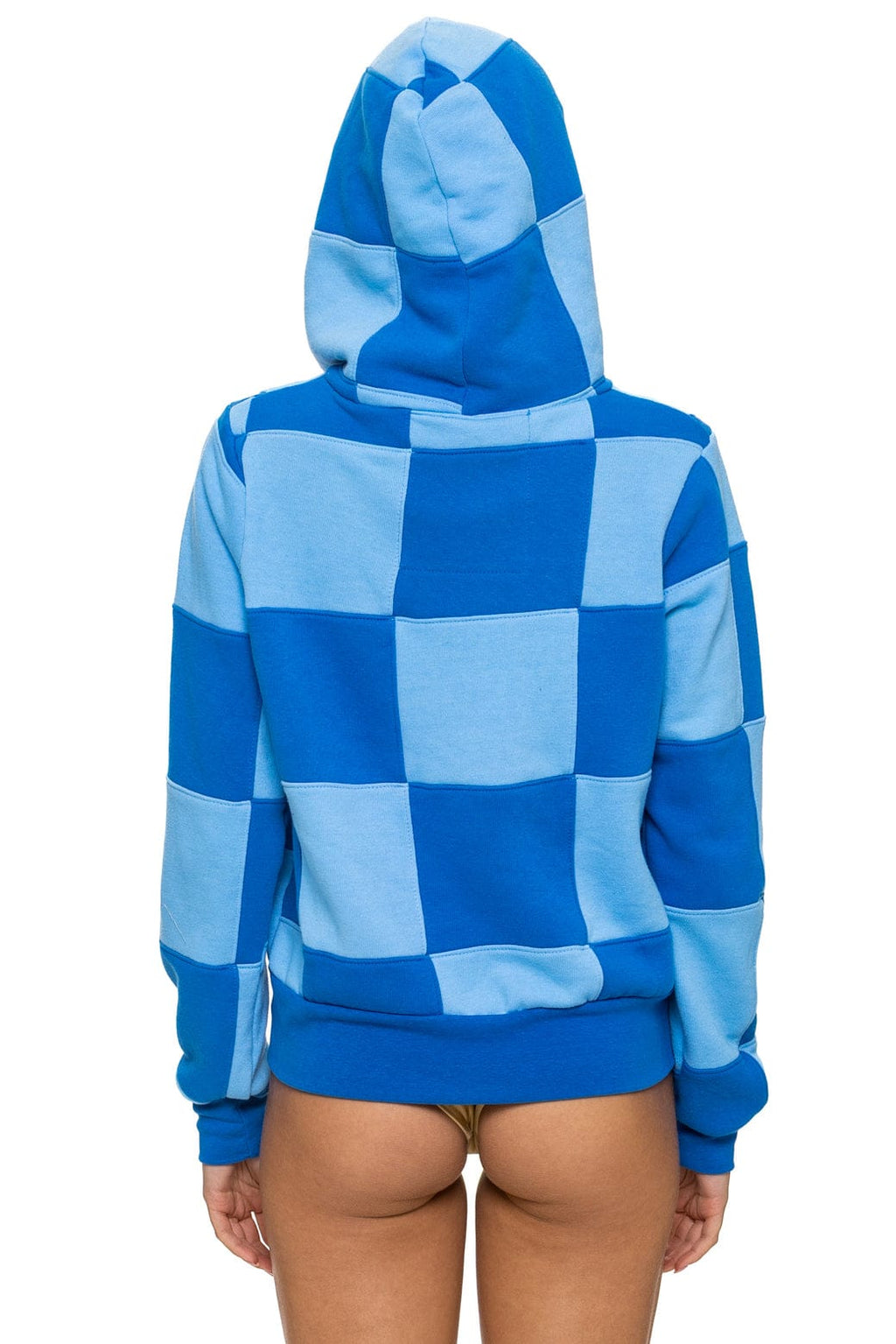Retro CHECK QUILT ZIP HOODIE - SKY ADVENTURE BLUE