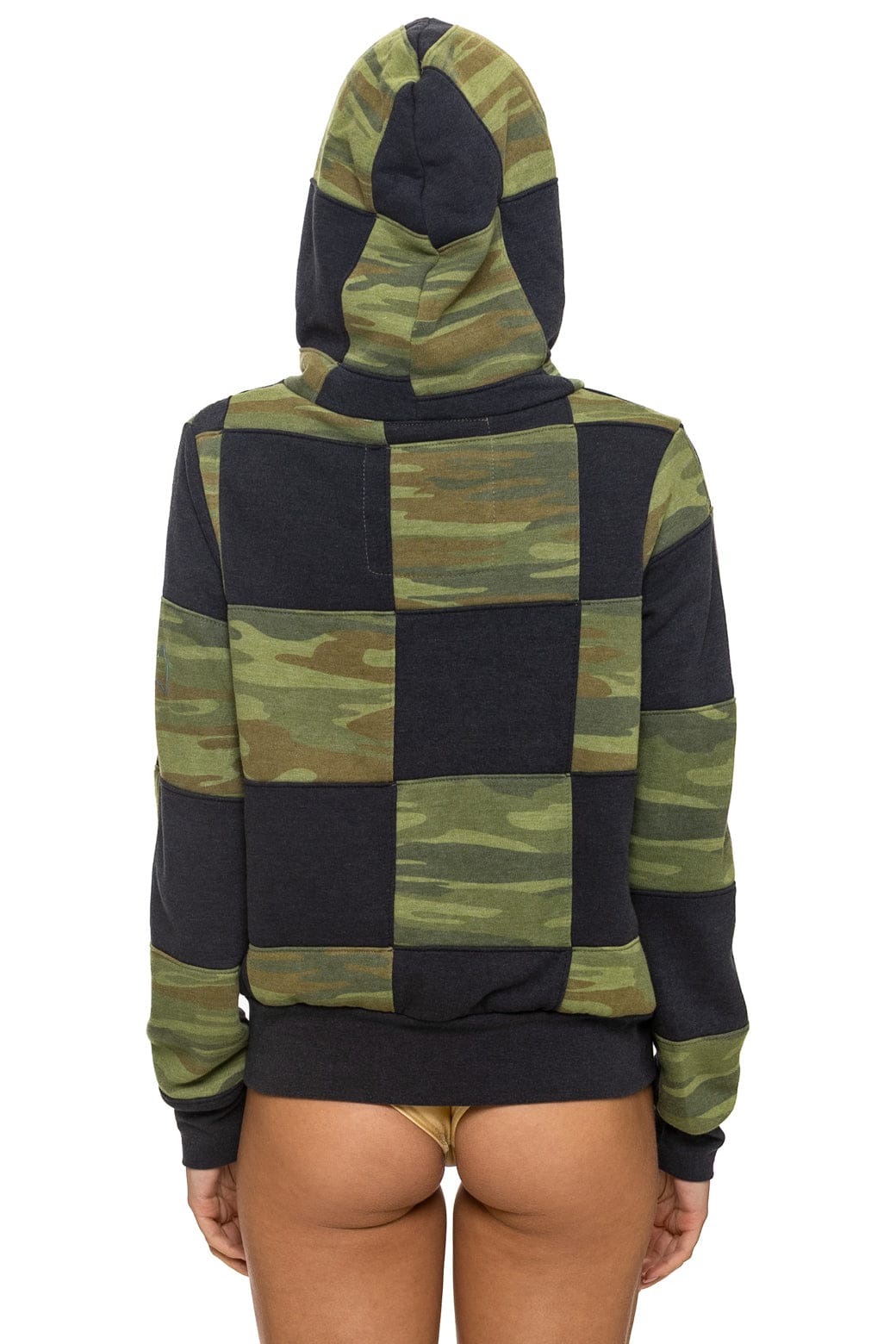 Retro CHECK QUILT ZIP HOODIE - SMOKE CAMO
