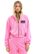 Retro MALIBU CHILI COOK-OFF 2026 CROPPED ZIP HOODIE - NEON PINK