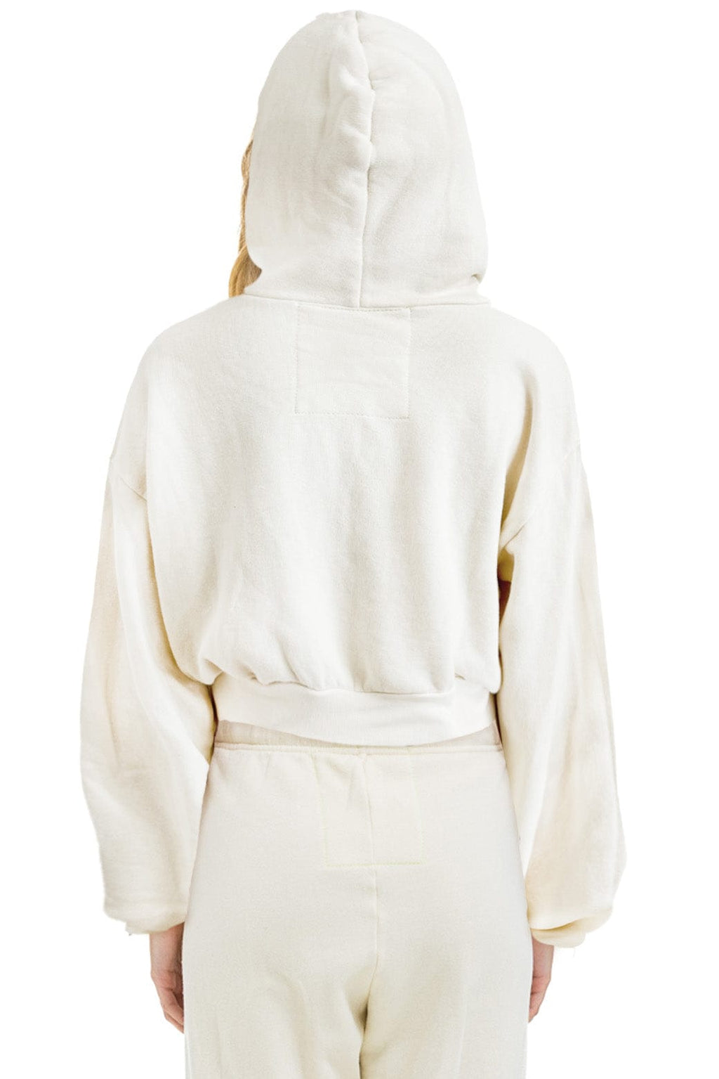 Retro SUNSET PATCH RELAXED CROPPED ZIP HOODIE - VINTAGE WHITE