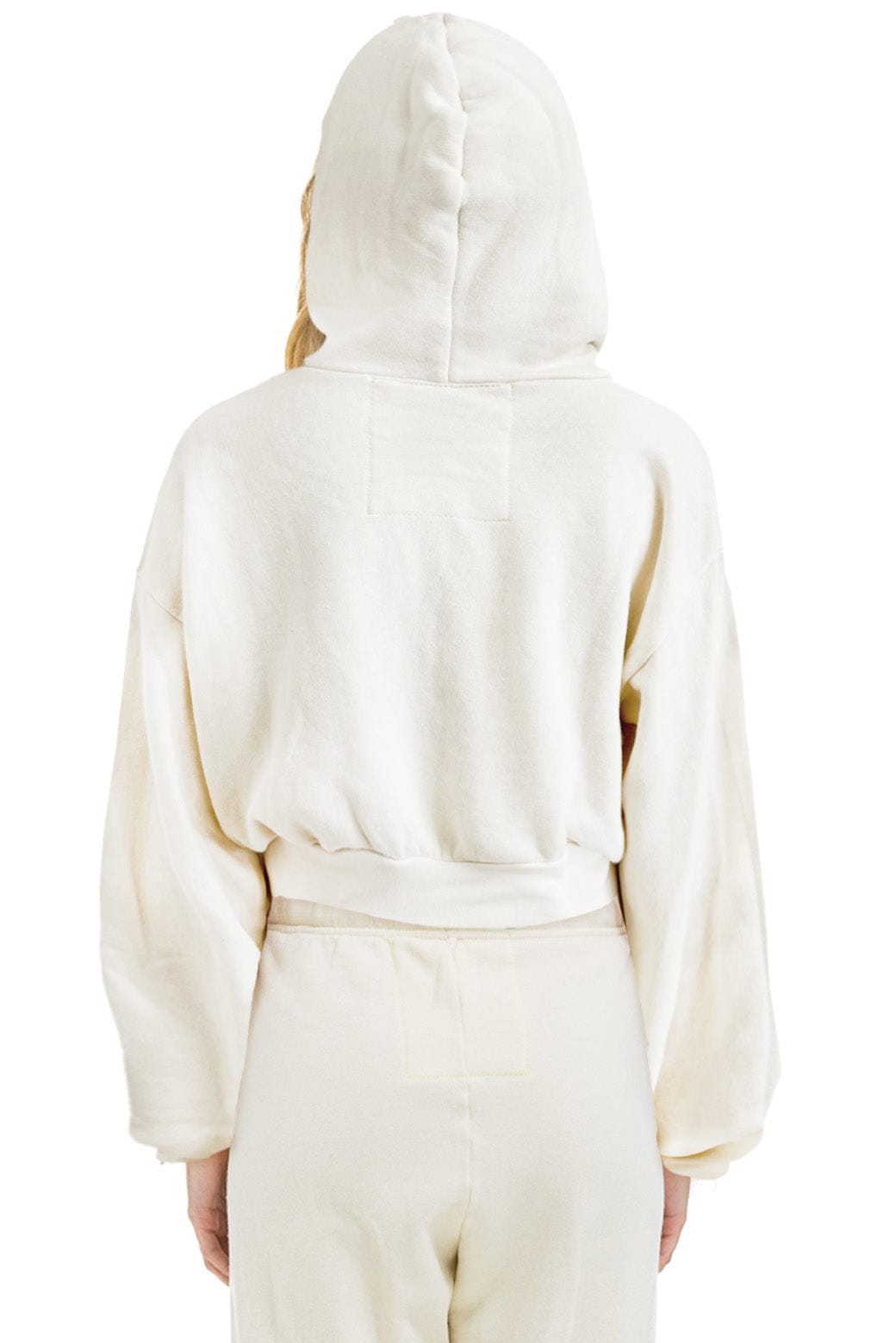 Retro SUNSET PATCH RELAXED CROPPED ZIP HOODIE - VINTAGE WHITE