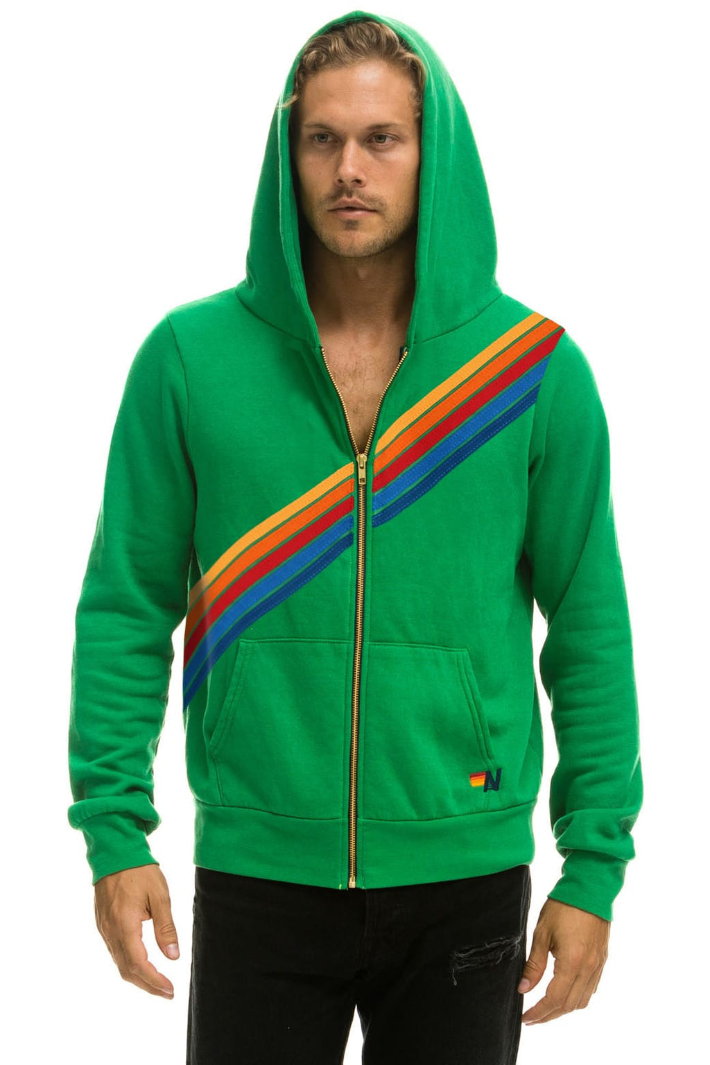 Retro DISCO ZIP HOODIE - KELLY GREEN