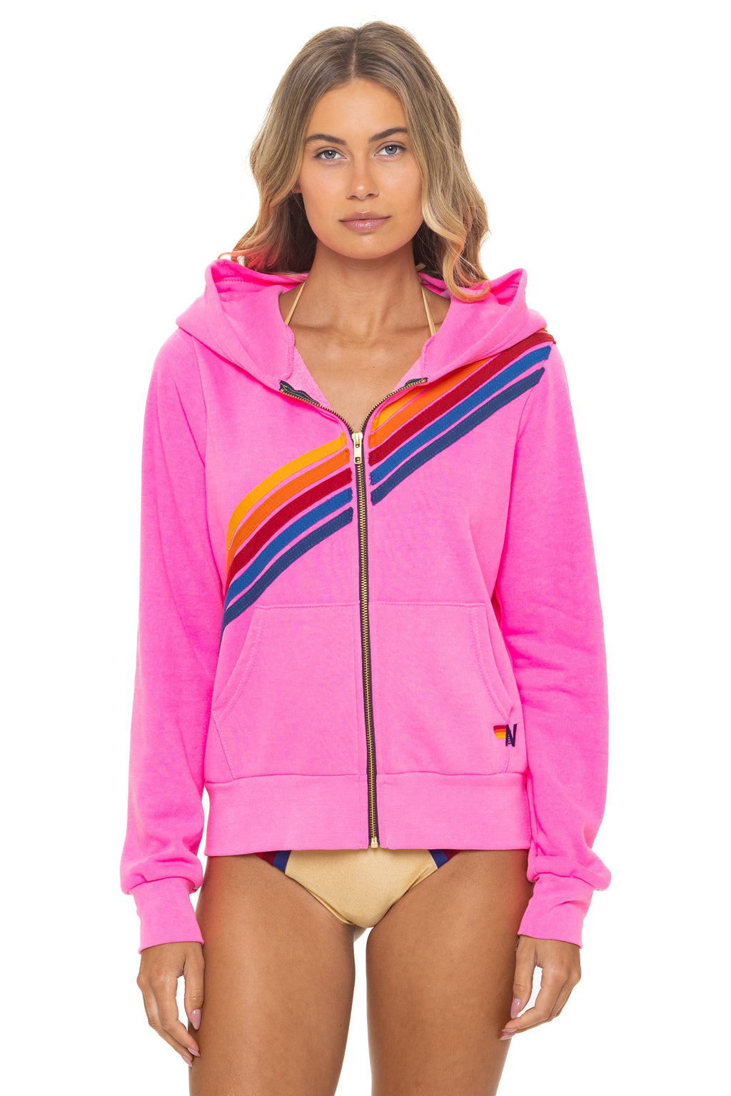 Retro DISCO ZIP HOODIE - NEON PINK