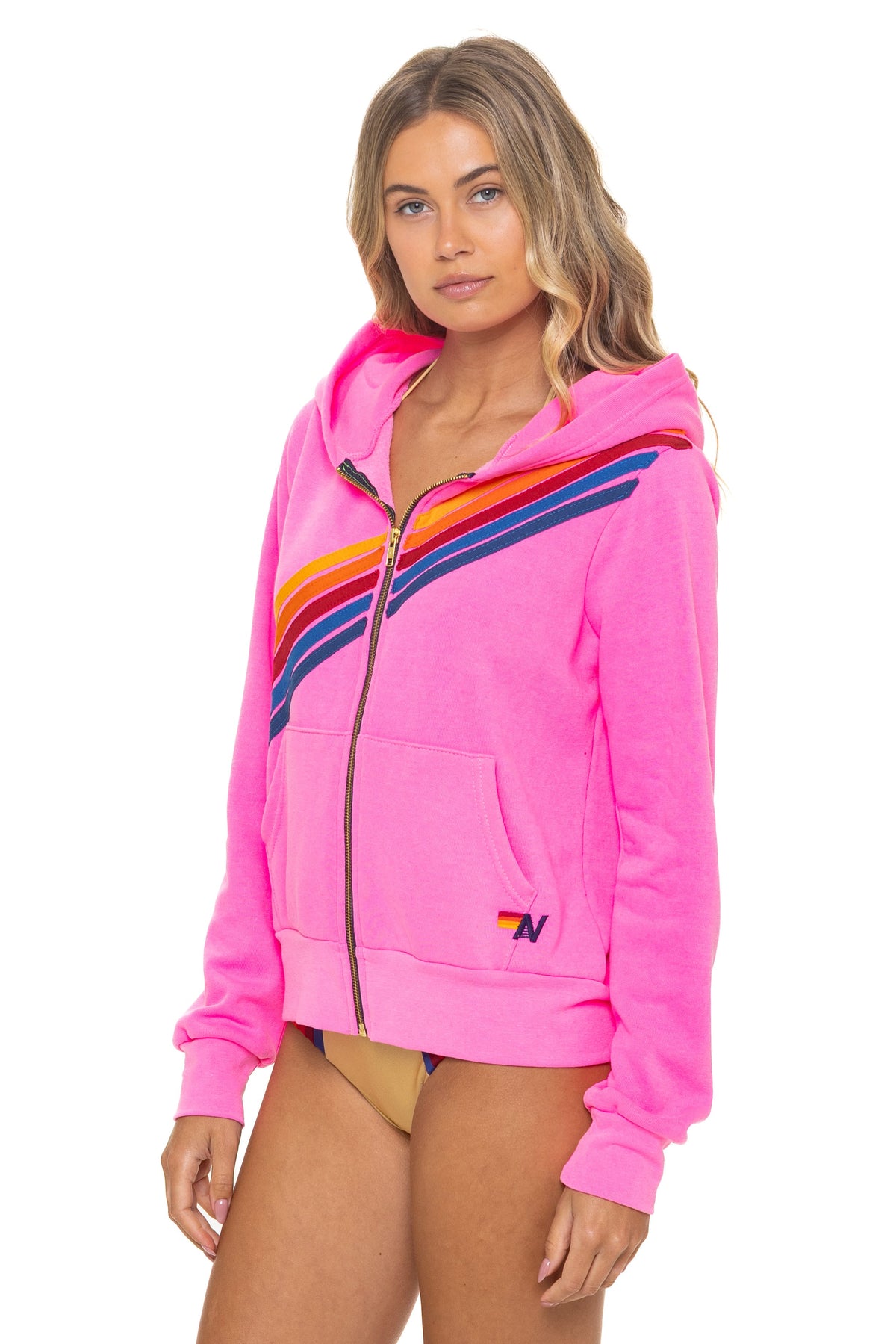 Retro DISCO ZIP HOODIE - NEON PINK