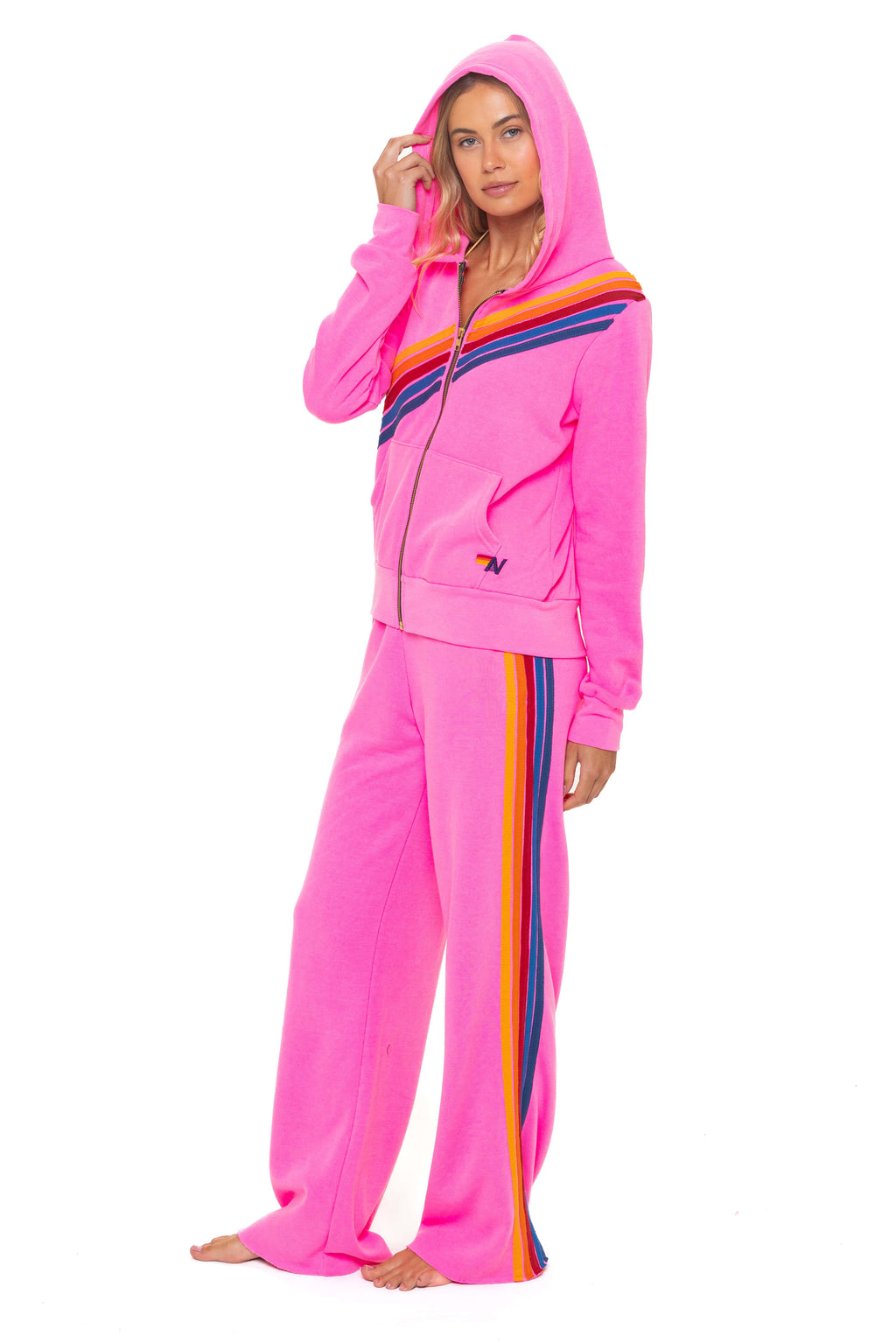 Retro DISCO ZIP HOODIE - NEON PINK