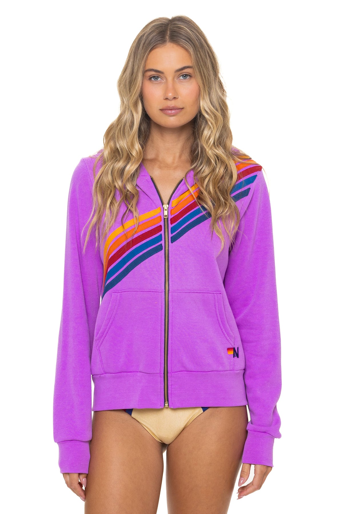 Retro DISCO ZIP HOODIE - NEON PURPLE