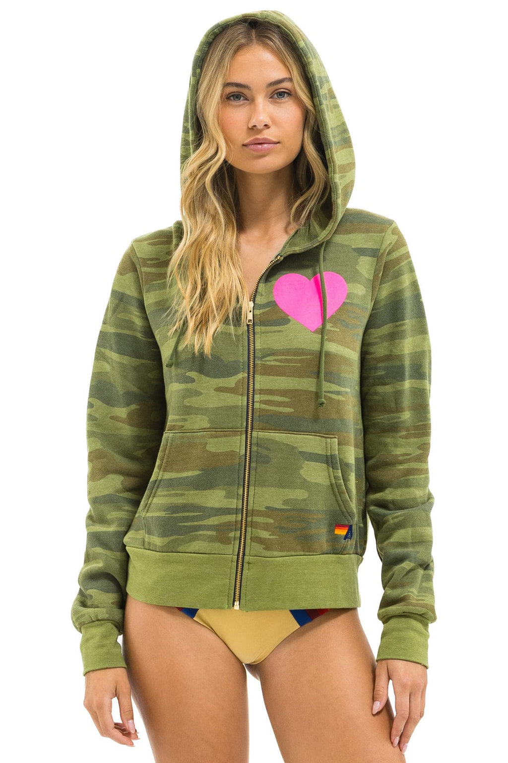 Retro HEART 2 HOODIE - CAMO NEON PINK