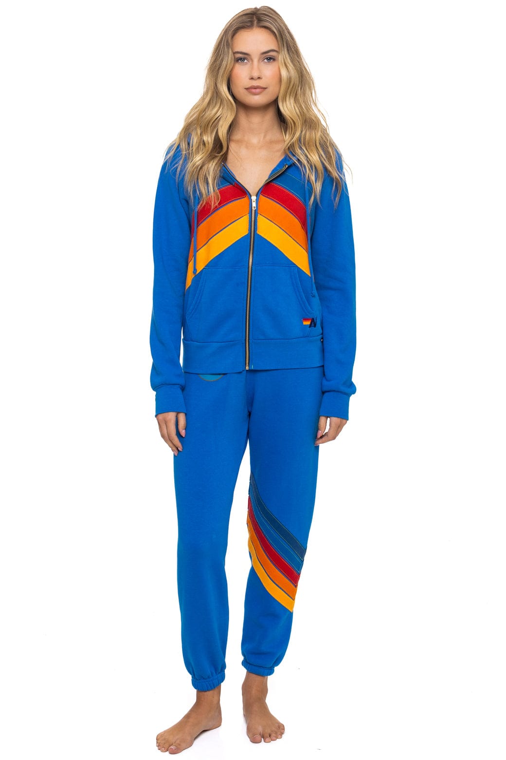 Retro MOUNTAIN STITCH CHEVRON 4 ZIP HOODIE - ADVENTURE BLUE