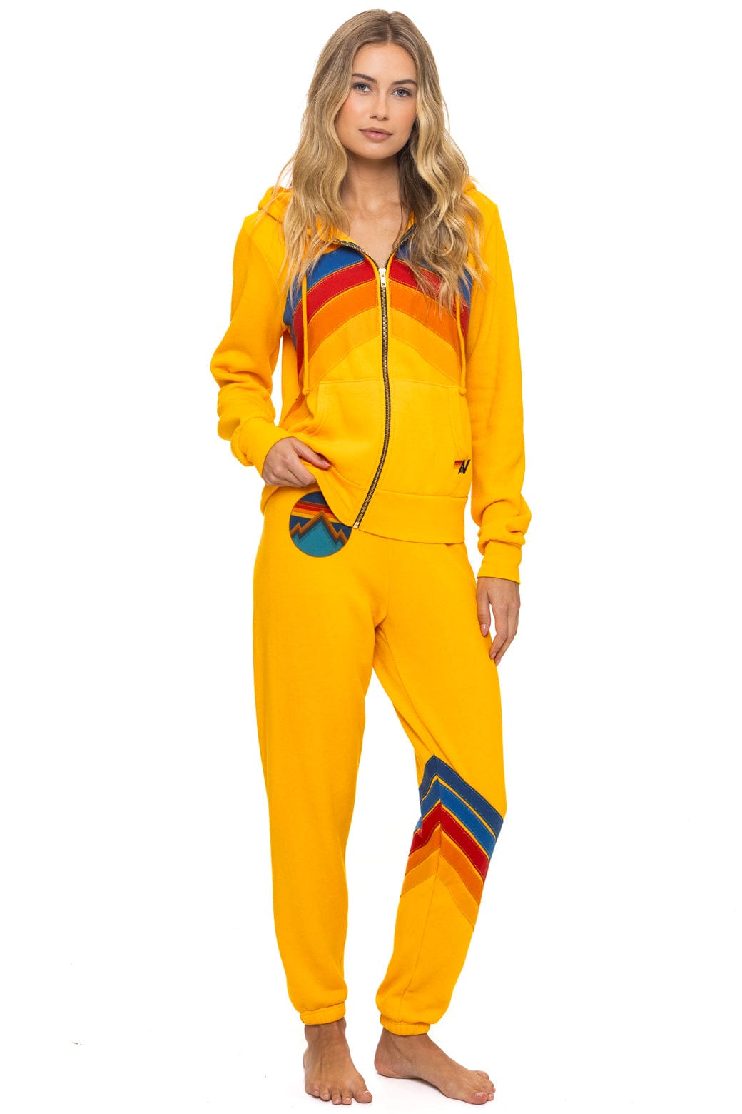 Retro MOUNTAIN STITCH CHEVRON 4 ZIP HOODIE - GOLD