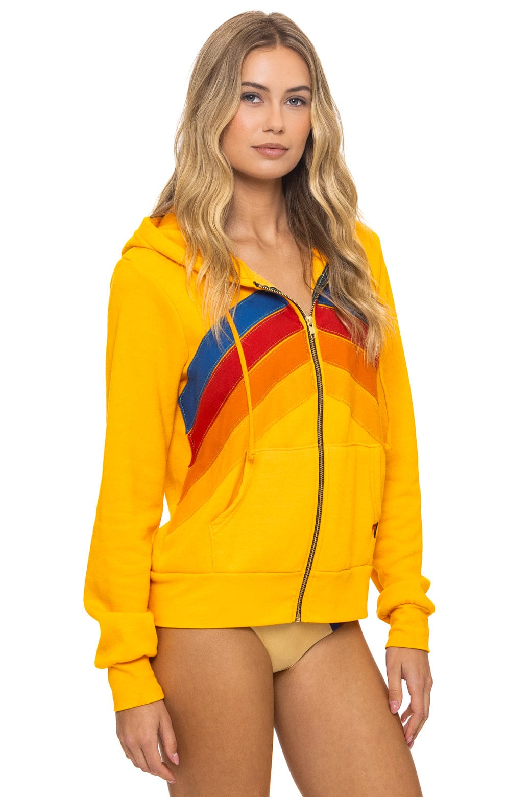 Retro MOUNTAIN STITCH CHEVRON 4 ZIP HOODIE - GOLD