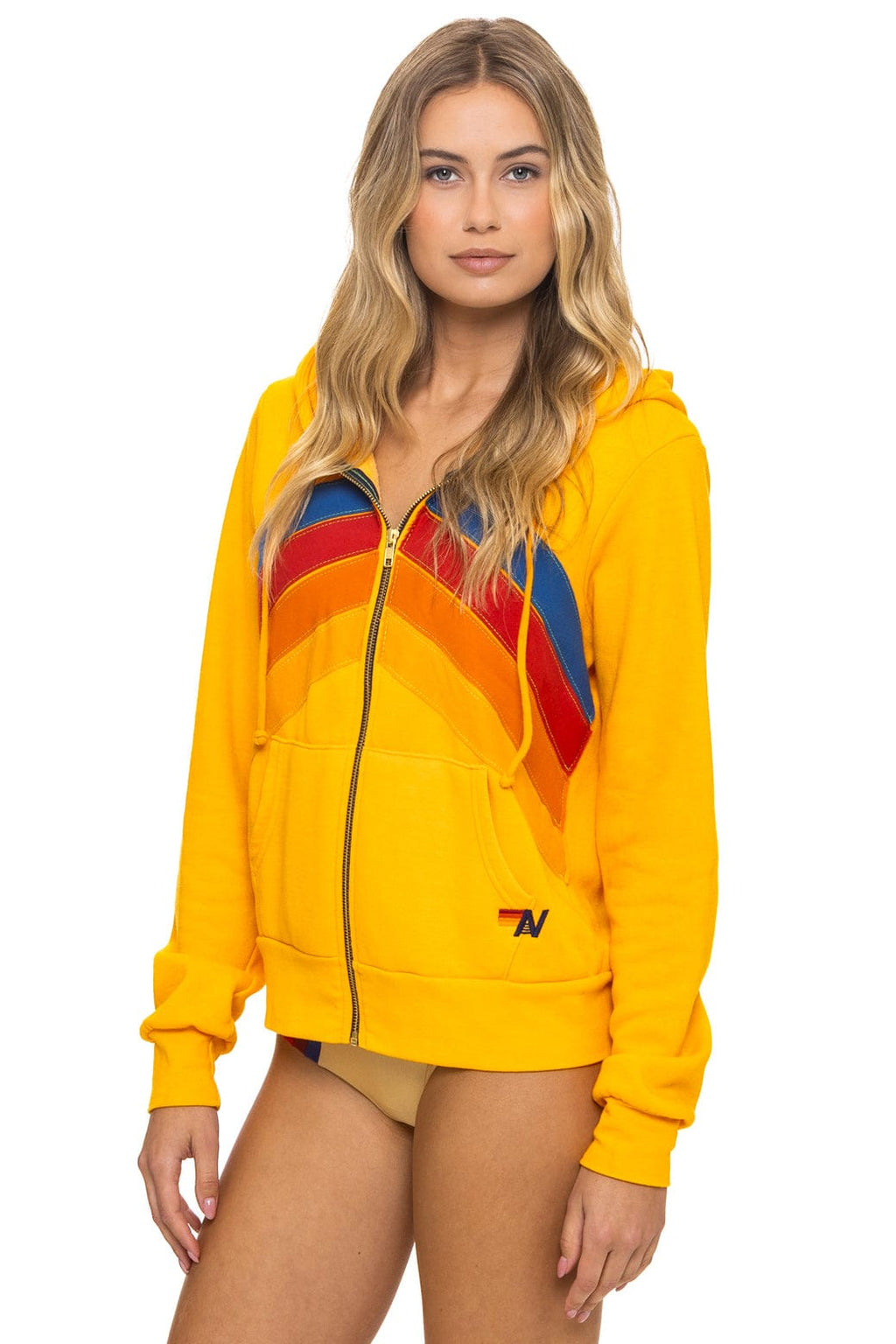 Retro MOUNTAIN STITCH CHEVRON 4 ZIP HOODIE - GOLD