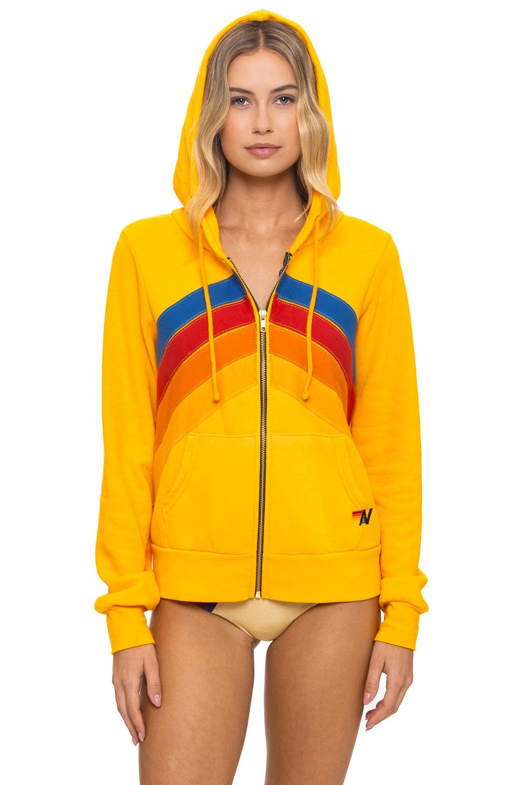 Retro MOUNTAIN STITCH CHEVRON 4 ZIP HOODIE - GOLD