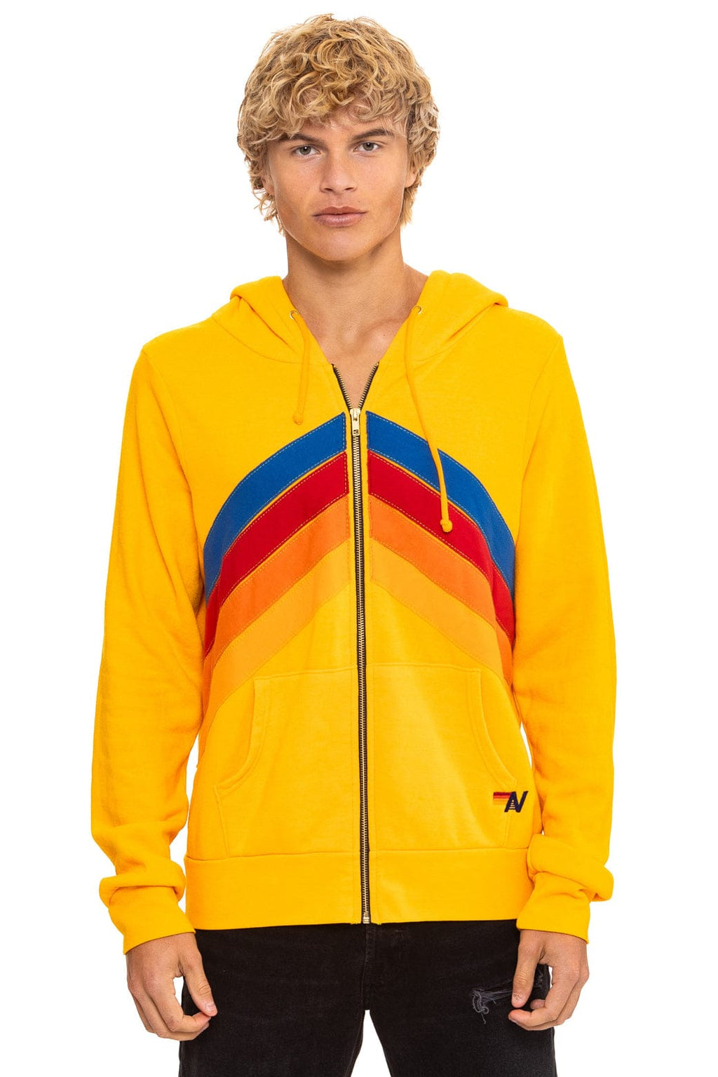Retro MOUNTAIN STITCH CHEVRON 4 ZIP HOODIE - GOLD