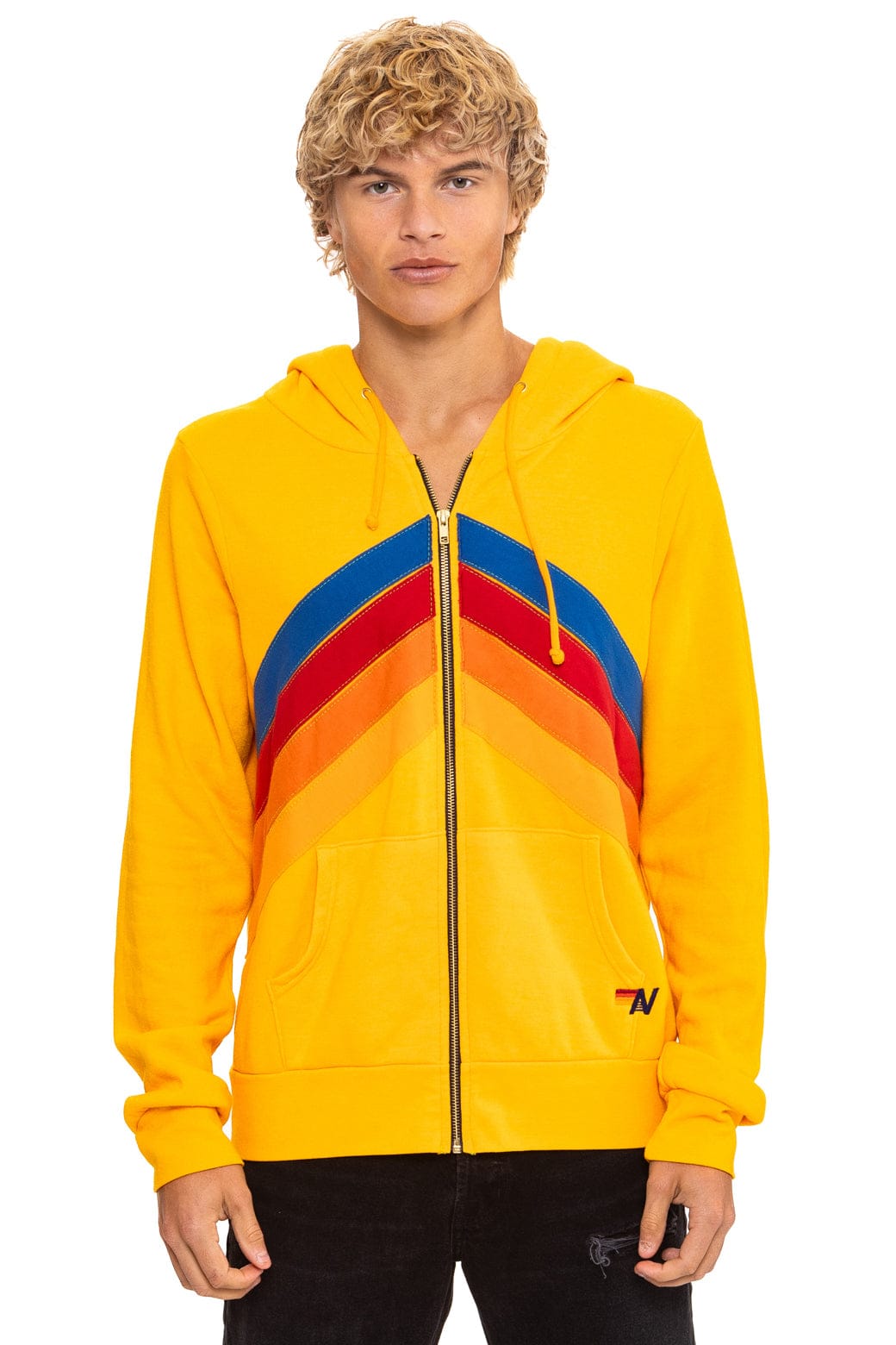 Retro MOUNTAIN STITCH CHEVRON 4 ZIP HOODIE - GOLD