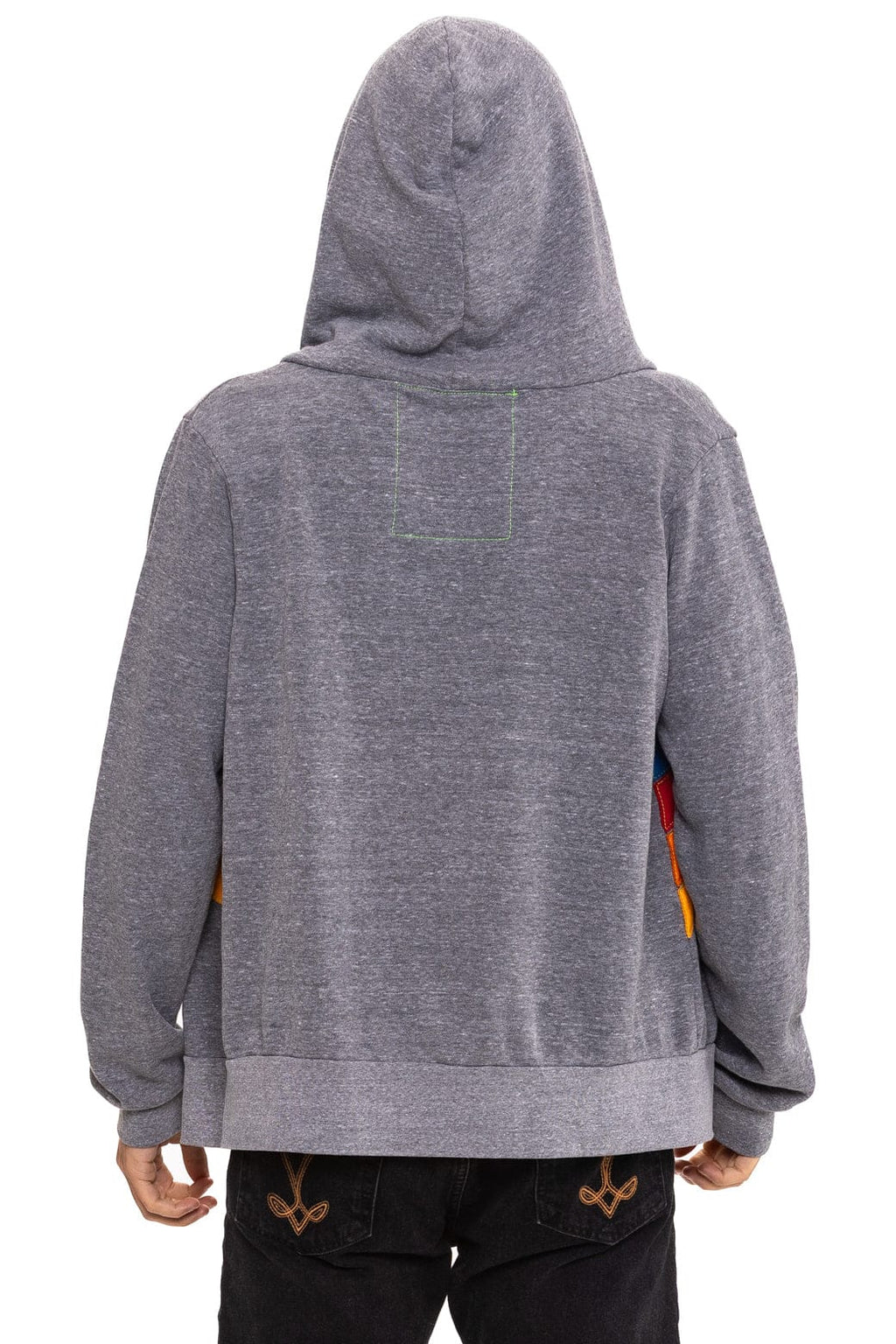 Retro MOUNTAIN STITCH CHEVRON 4 ZIP HOODIE - HEATHER GREY
