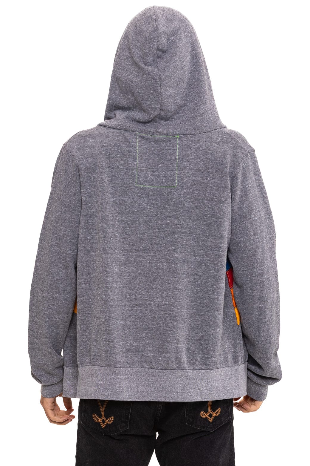 Retro MOUNTAIN STITCH CHEVRON 4 ZIP HOODIE - HEATHER GREY
