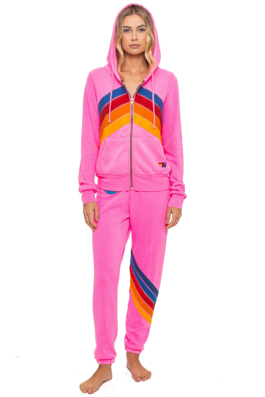 Retro ALL SEASONS CIRCLE CHEVRON SWEATPANTS - NEON PINK