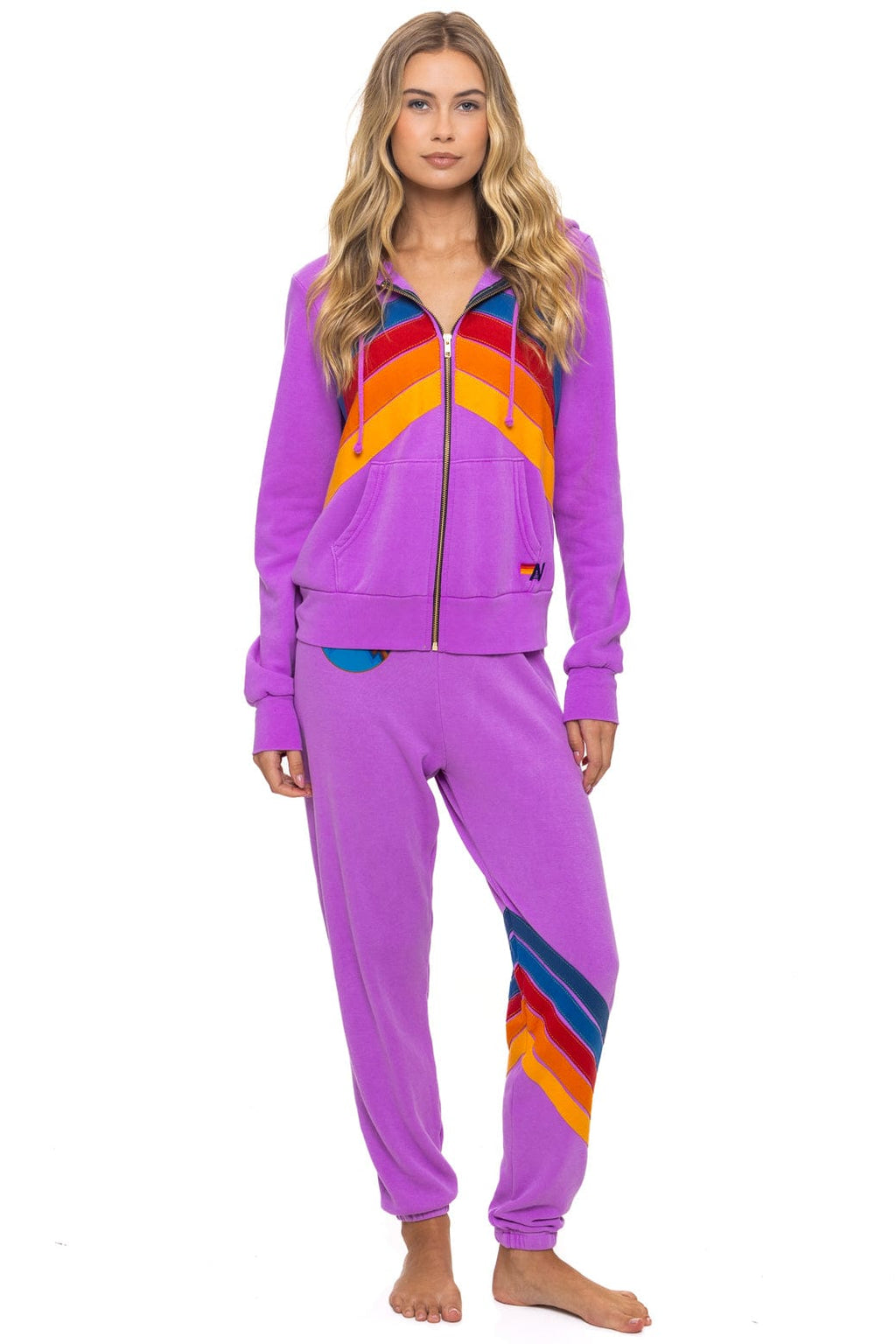 Retro ALL SEASONS CIRCLE CHEVRON SWEATPANTS - NEON PURPLE