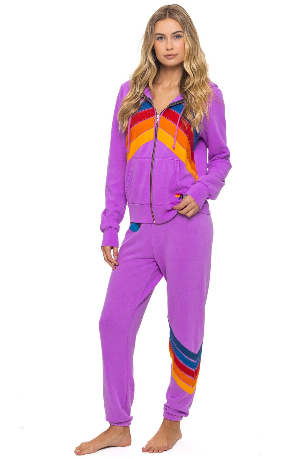 Retro ALL SEASONS CIRCLE CHEVRON SWEATPANTS - NEON PURPLE