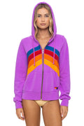 Retro MOUNTAIN STITCH CHEVRON 4 ZIP HOODIE - NEON PURPLE