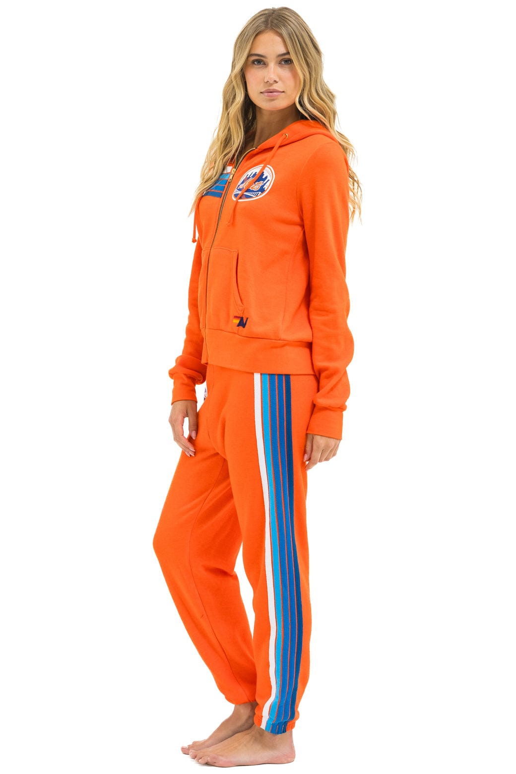 Retro NY METS 5 STRIPE UNISEX SWEATPANTS - ORANGE BLUE