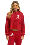 Retro UNIVERSITY OF ALABAMA CROPPED PULLOVER HOODIE - CRIMSON