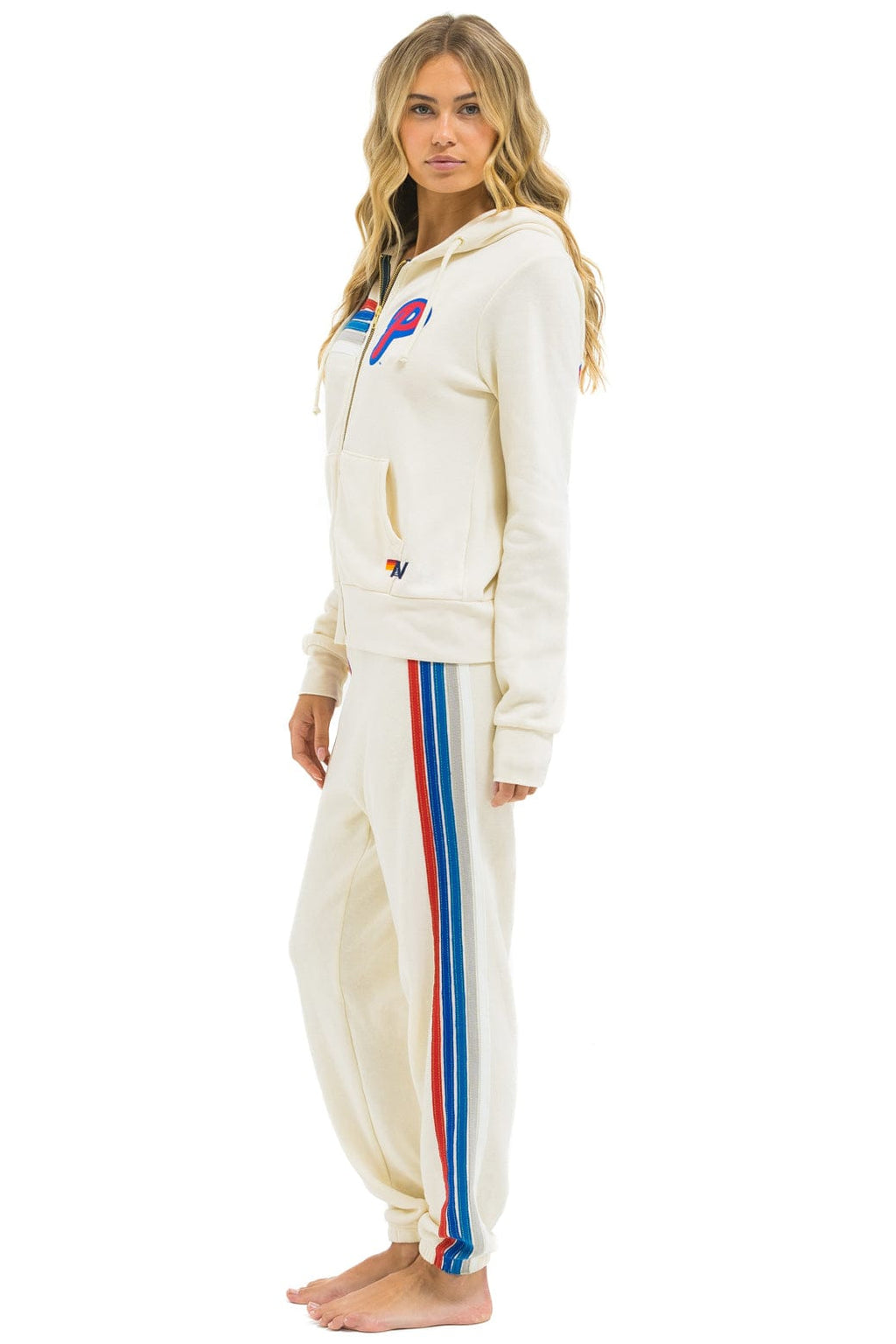 Retro PHILLIES 5 STRIPE SWEATPANTS - VINTAGE WHITE USA
