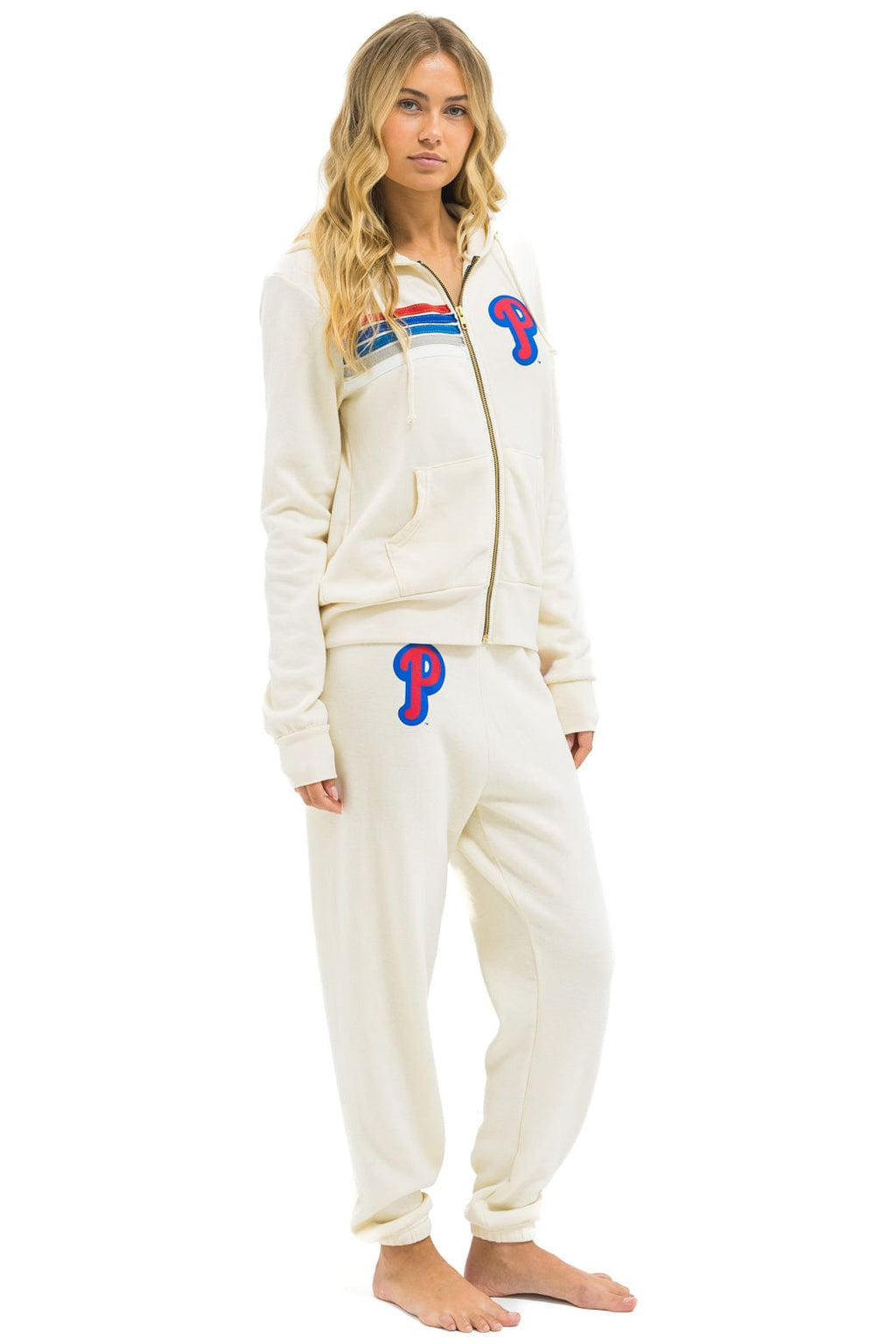 Retro PHILLIES 5 STRIPE SWEATPANTS - VINTAGE WHITE USA