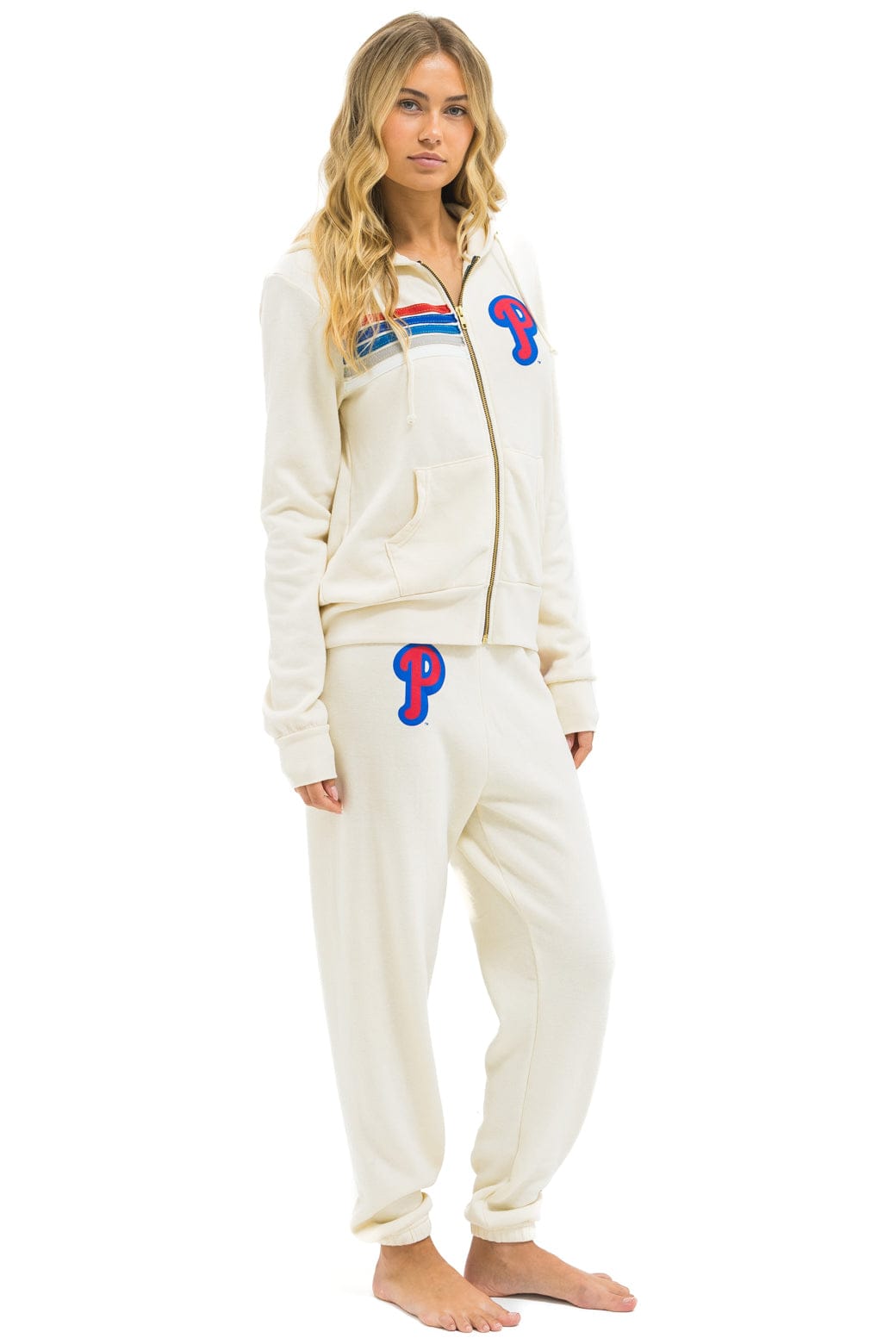 Retro PHILLIES 5 STRIPE SWEATPANTS - VINTAGE WHITE USA