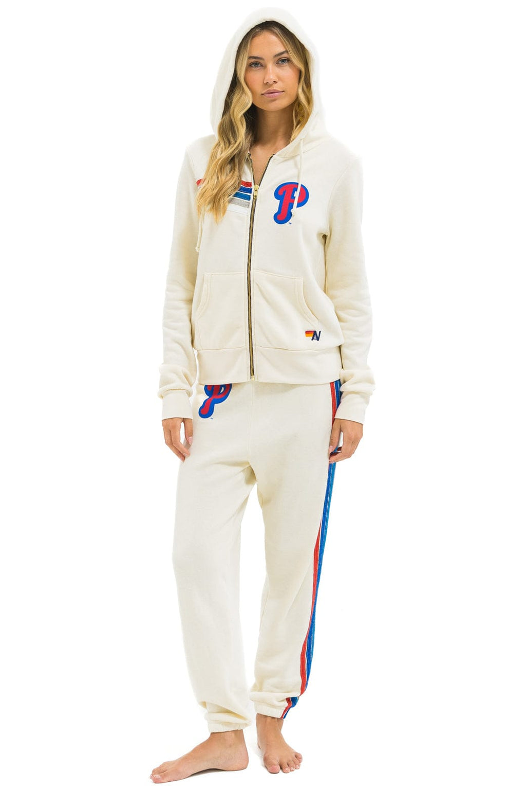 Retro PHILLIES 5 STRIPE SWEATPANTS - VINTAGE WHITE USA