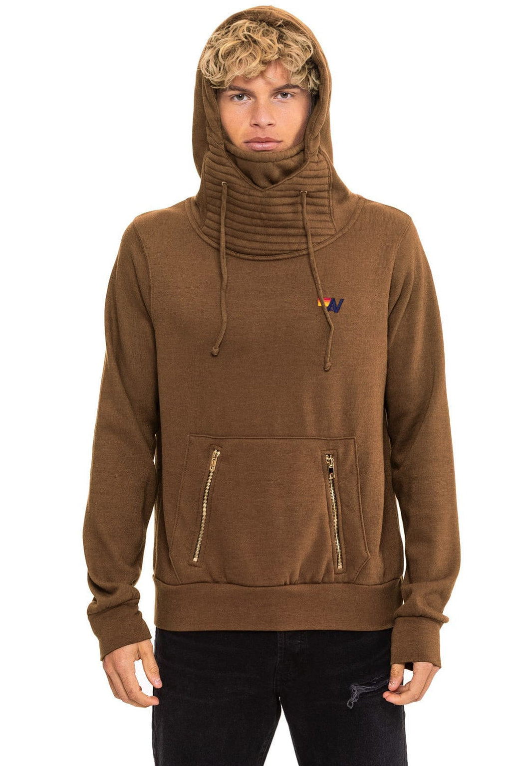 Retro NINJA PULLOVER HOODIE - CHOCOLATE