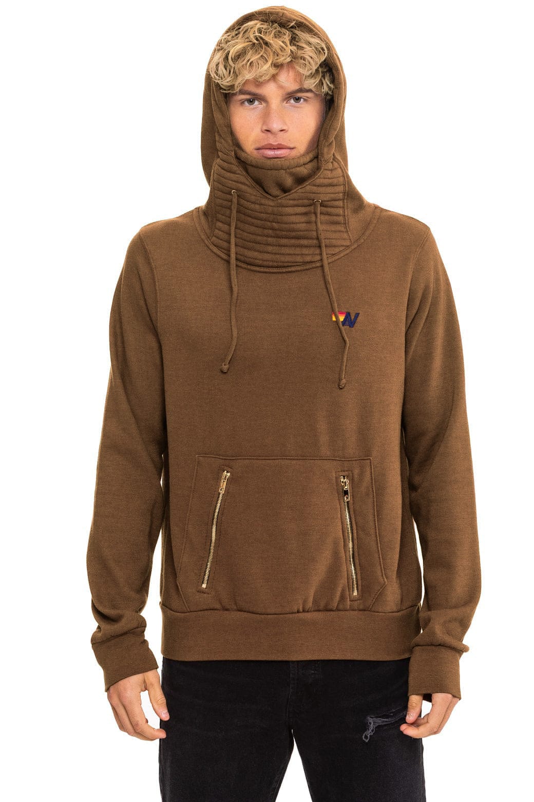 Retro NINJA PULLOVER HOODIE - CHOCOLATE